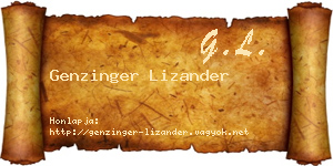 Genzinger Lizander névjegykártya